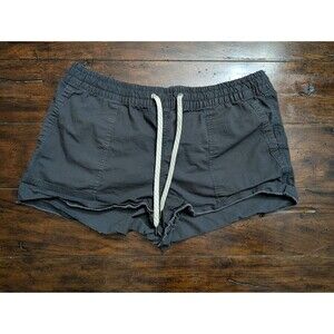 Vuori Ripstop Shorts Women's Large Charcoal Gray Organic Cotton Raw Hem VW385